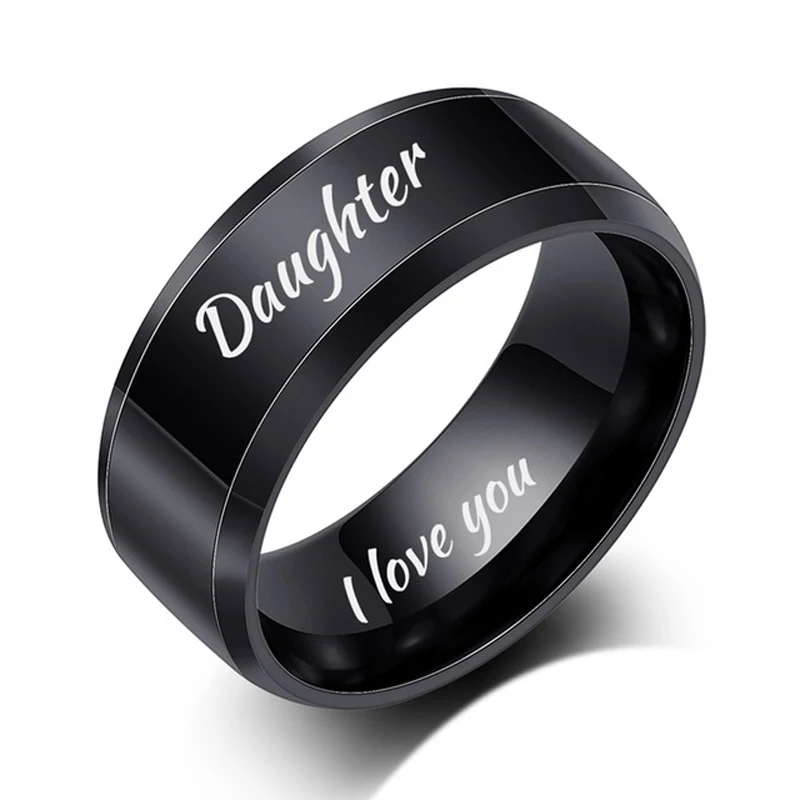 

Fashion Jewelry High Polished Engrave Name Date Logo Ring Wholesale Stainless Steel Wedding Engagement Brand Rings For Men Women