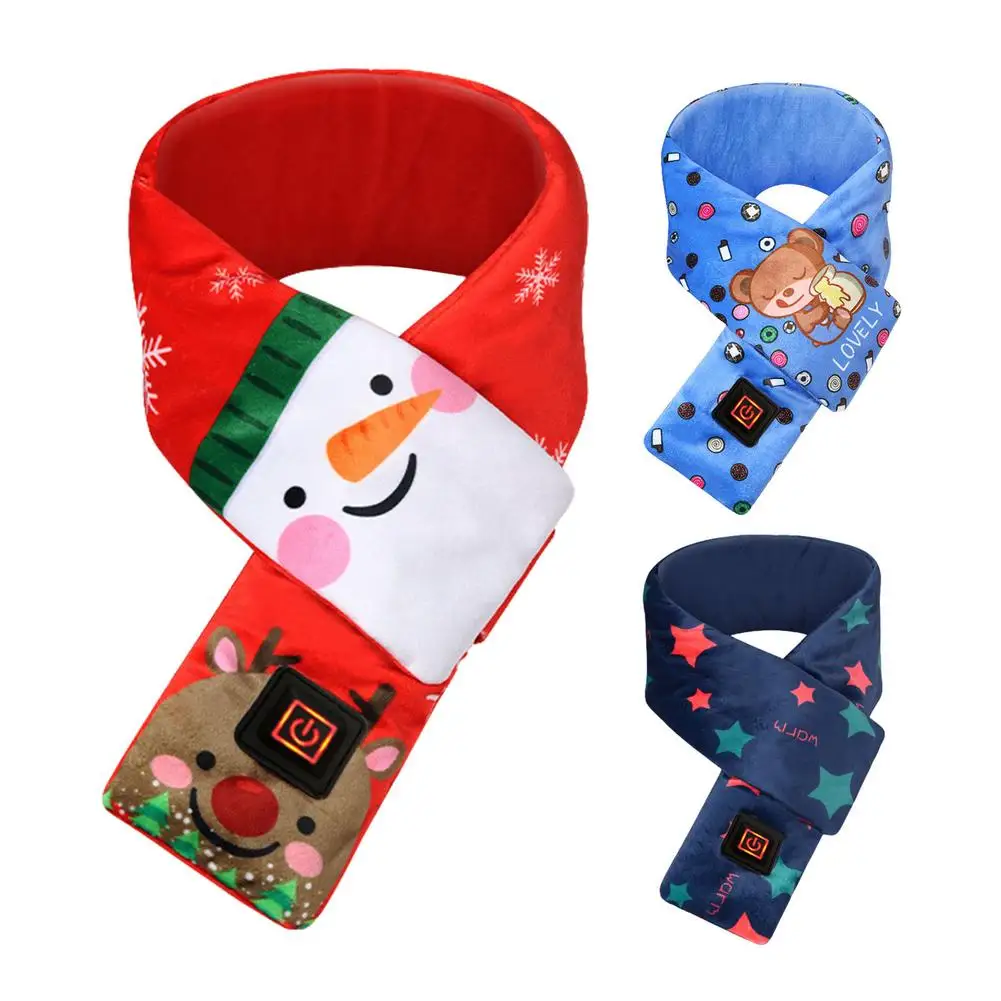 

New USB Heated Winter Scarf Adjustable Heating Scarf For Boys Girls USB Heating Christmas Scarf Warm Winter Scarf For Children