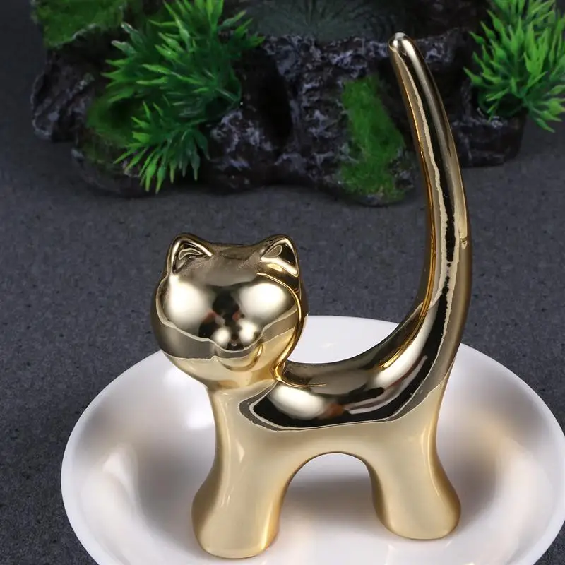 Кошка темминка Керамика коробка для хранения ювелирных изделий тарелка