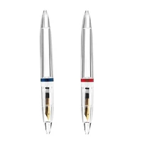 2pcs 0 5mm nib fountain pen with eyedropper high capacity transparent pens office school supplies blue red