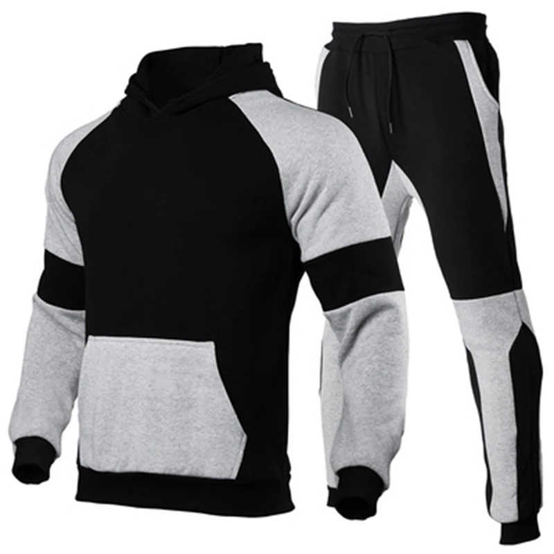 

2020 New Fashion Cotton Track Sportswear Suit Men's Autumn And Winter Trousers Hoodie Pullover Two Jogging Suits 3XL