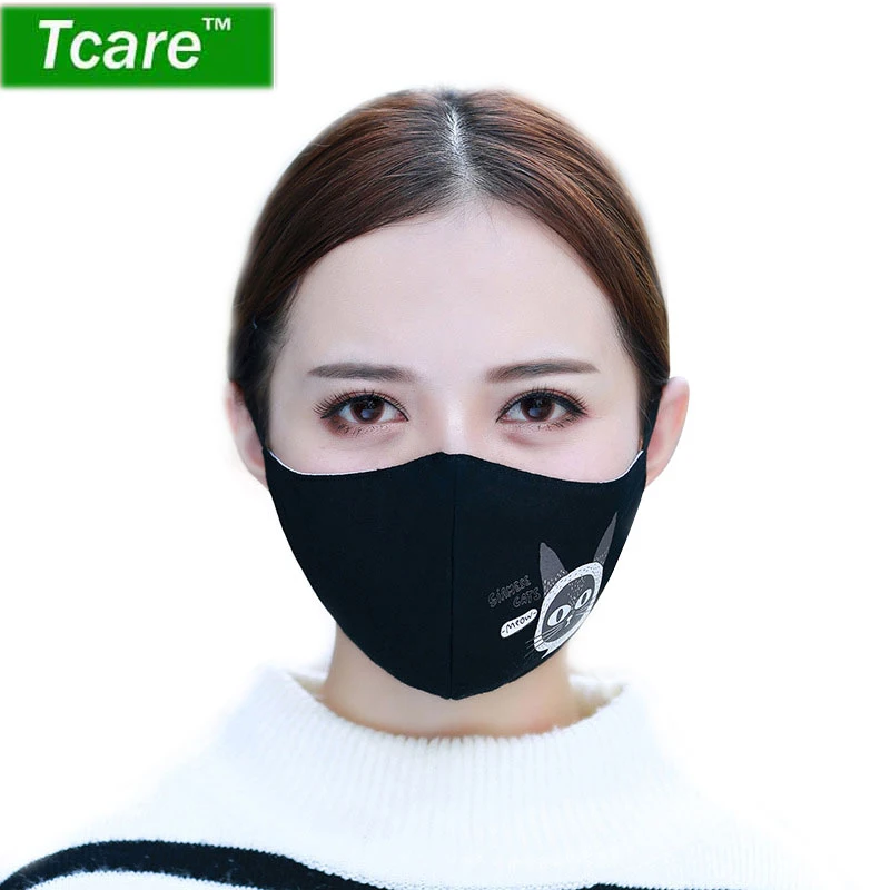 Tcare 1 шт. модная кошачья маска для лица и рта противопылевая маска фильтр ветрозащитный рот муфельной бактерии доказательство маски для лица для защиты от гриппа уход многоразовый