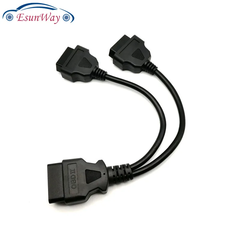 20 шт./партия! 16 pin OBD2 OBD II разветвитель Удлинительный Y Кабель Штекерный к двойному