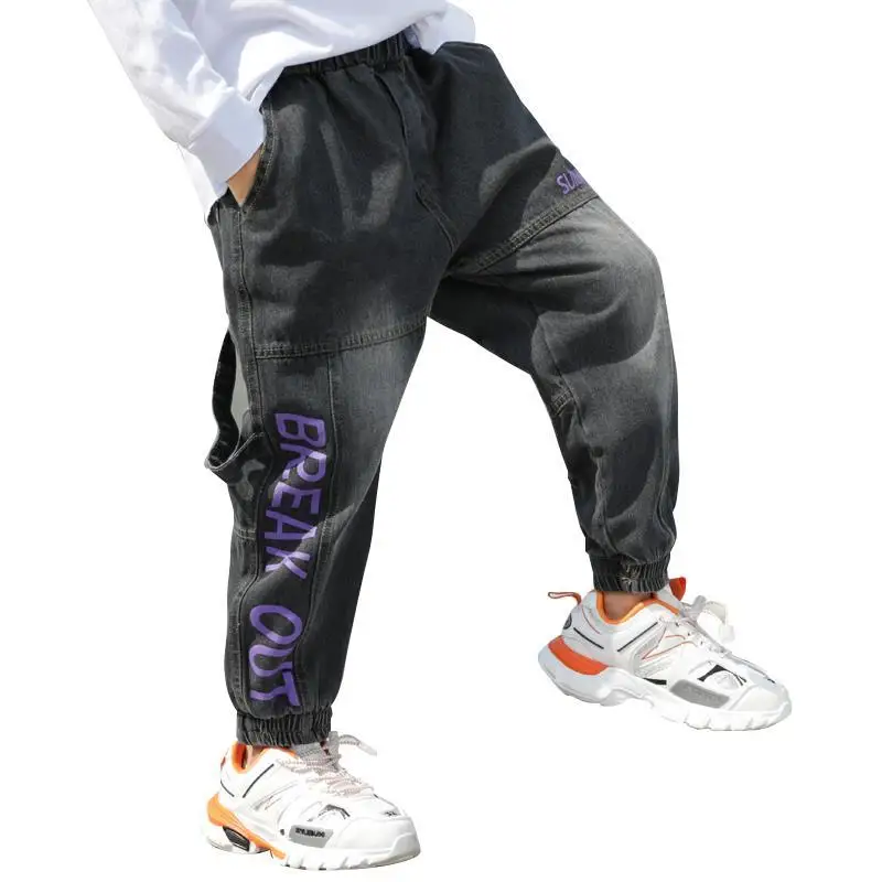 Узкие прямые джинсы для маленьких детей длинные джинсовые брюки мальчиков