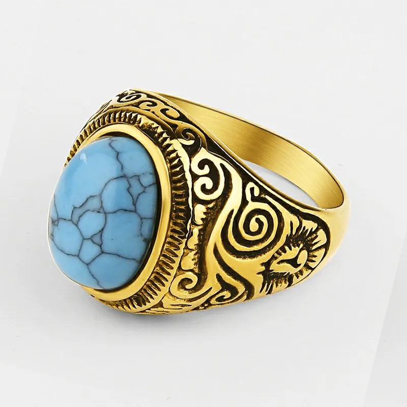 Valily Jewelry женские кольца синего цвета с украшением в виде кристаллов из Властелина Колец Винтаж Nobel дворец кольца для Для мужчин Нержавеющая сталь обручальные кольца золото