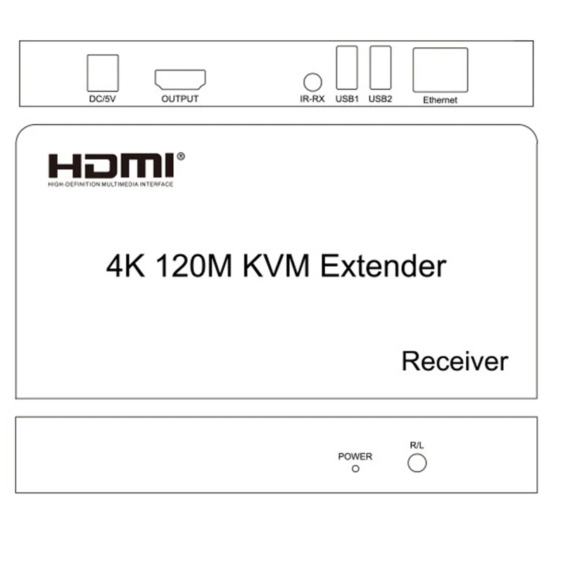 

4K 120M KVM HDMI Extender, Supports USB Mouse and Keyboard Via RJ45 Ethernet Cat5E Cat6 Cable Converter TX RX EU Plug