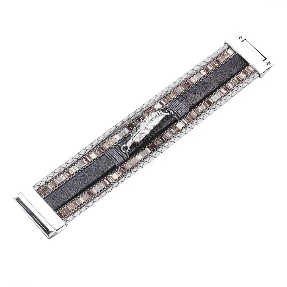 Богемный ручной браслет из сплава с листьями мужской модный многослойный