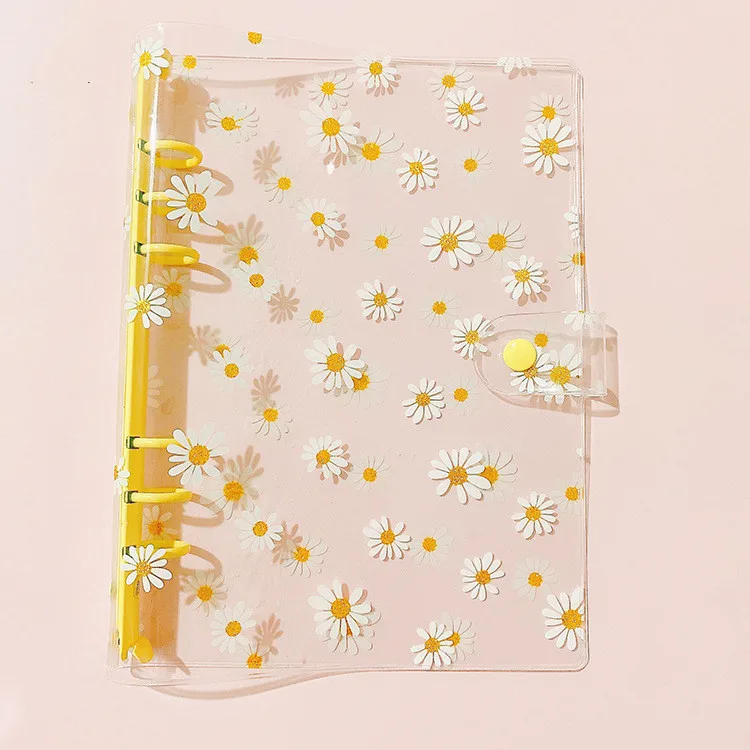 

A5/A6 Loose Leaf Notebook Cute Daisy 6 Rings Binder File Folder Kawaii Notebook Planner Notepads Stationery School Journals