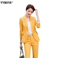 autumn and winter womens professional wear 2022 new autumn and winter high quality slim long sleeved suit trousers two piece