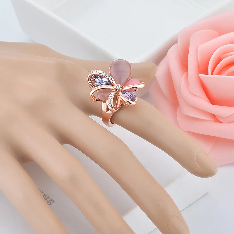 Женское кольцо из розового золота с опалом|gift|gift box tissue papergift ring |