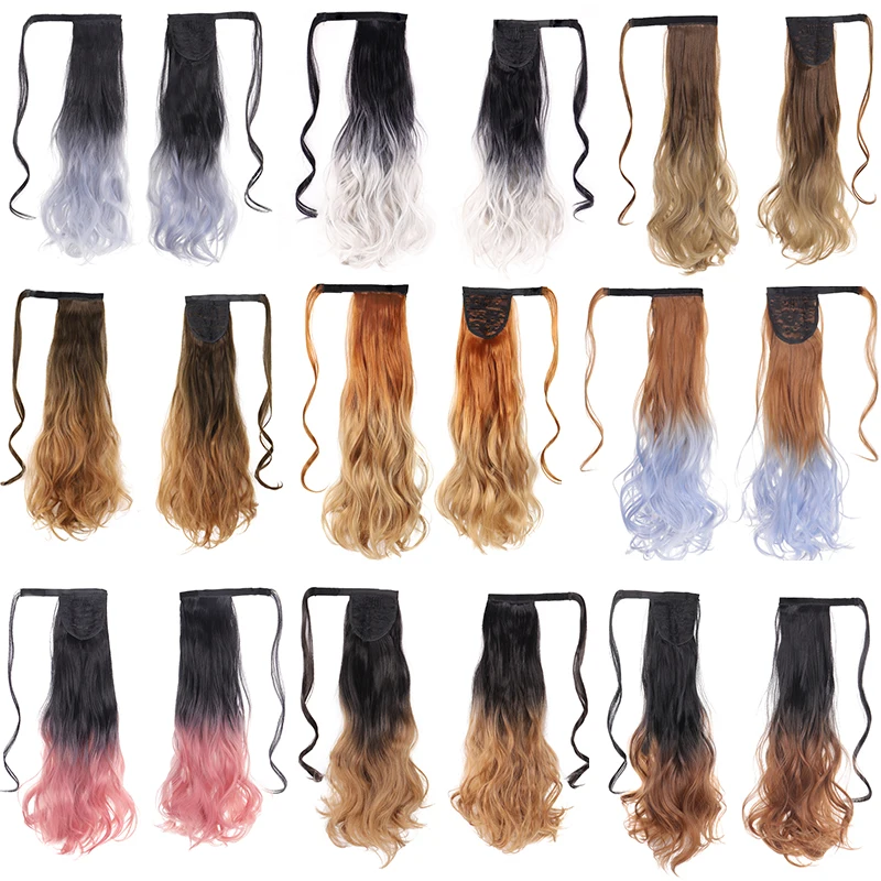 

DIFEI Long curly ponytail extensions 9 ombre colors available high temperature fiber for women fake synthetic hair