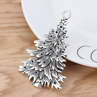 2 pieces tibetan silver large xmas christmas tree charms pendants for jewellery making findings 68x43mm