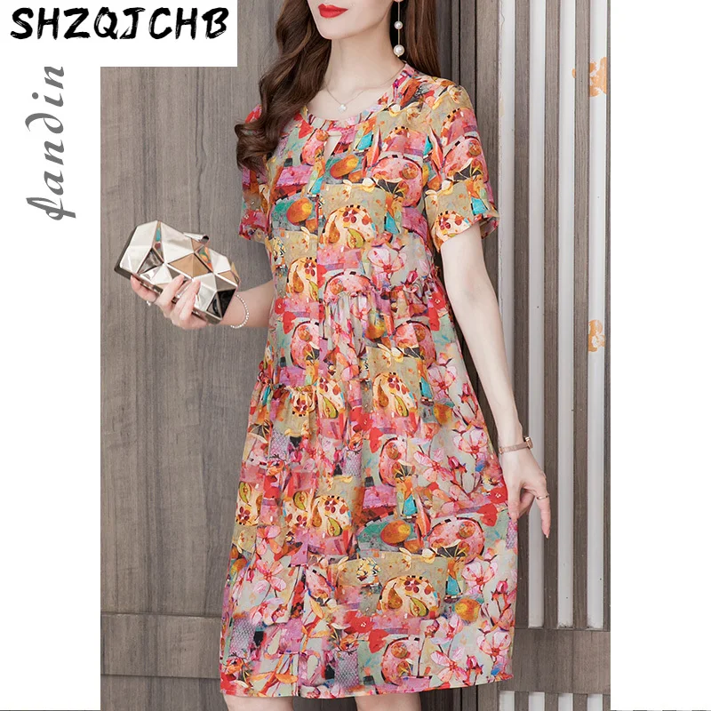 

Женское шелковое платье SHZQ, летнее платье из тонкого шелка тутового шелкопряда средней и длинной юбки, новинка 2021