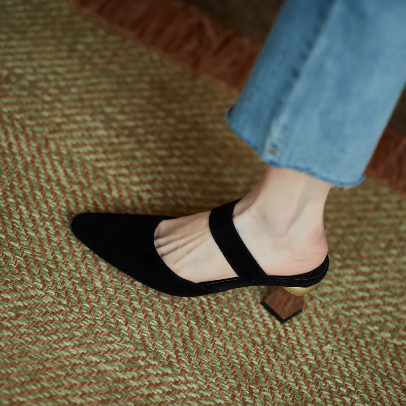 

Low Shoes Ladies' Slippers Cover Toe Square heel Flock Slipers Women Luxury Slides Block 2021 Designer Rome Fashion Basic Hoof H