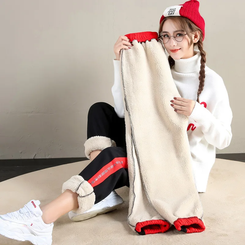 2018 зимние повседневные женские спортивные брюки корейские модные плотные теплые