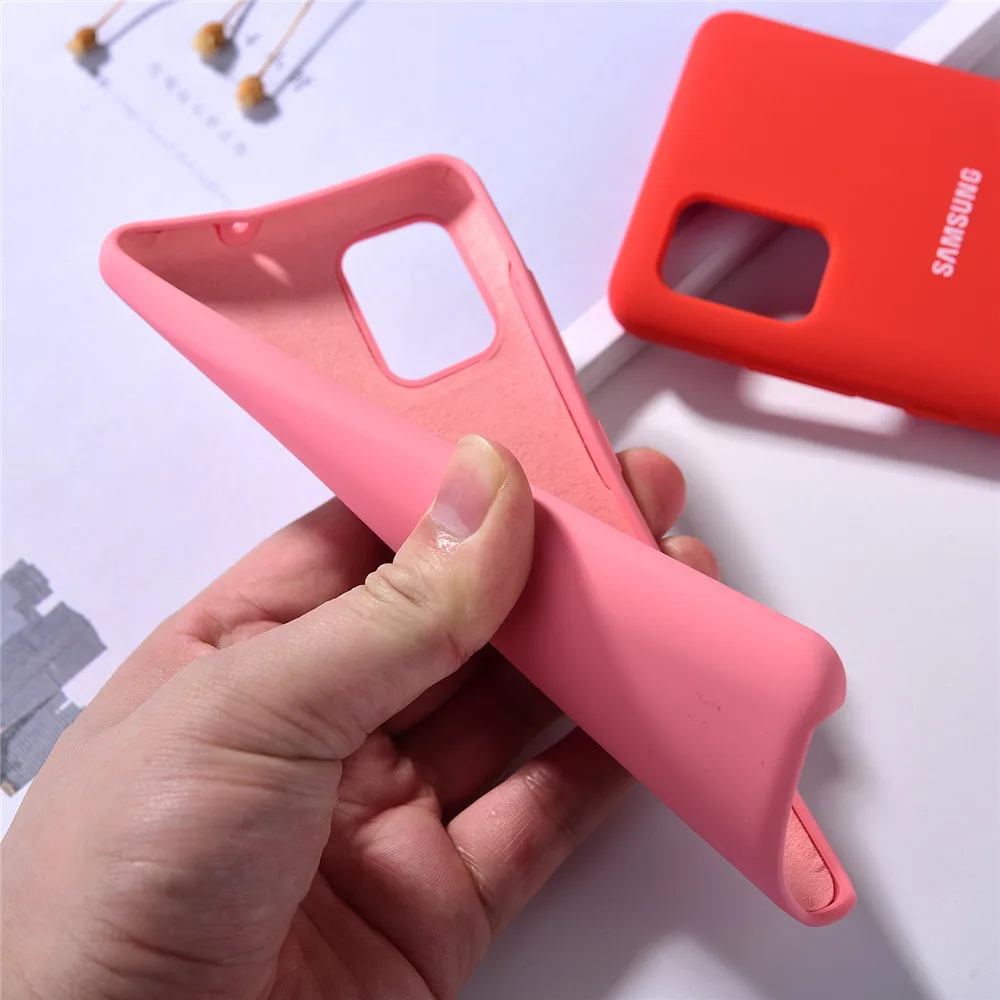 Оригинальный чехол для Samsung A51 5G из жидкого силикона мягкий на ощупь защитный с