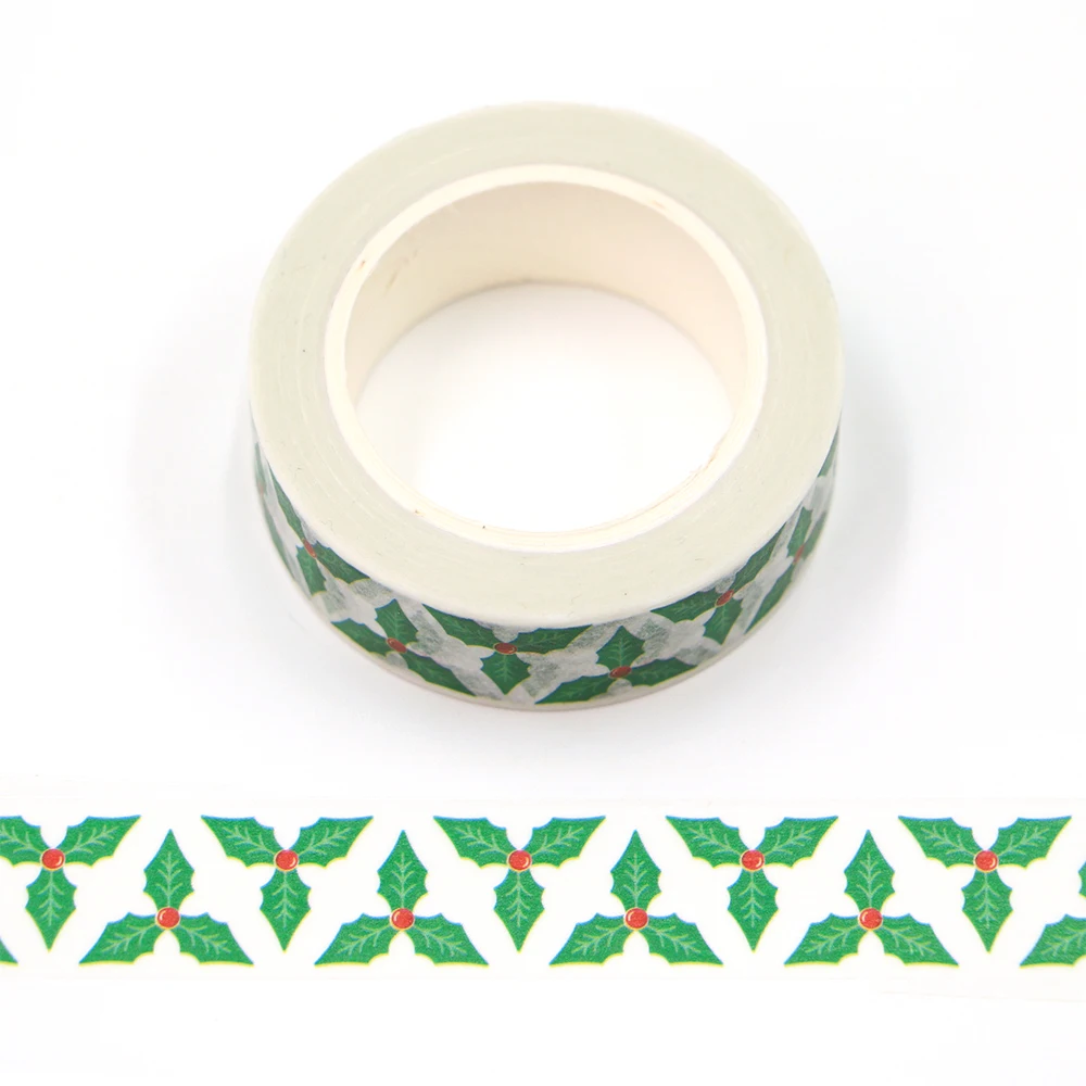 1PC 15mm x 10m Christmas Leaves Washi Tape Scrapbook Paper Masking Adhesive Merry Christmas washi tape set