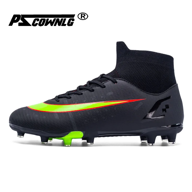 

Black White Men Soccer Shoes Kids Cleats Training Football Boots High Ankle Sport Sneakers Size 35-45 Dropshipping