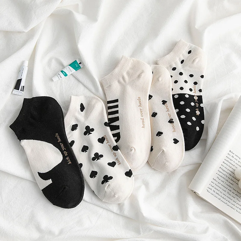 Носки женские повседневные в стиле Харадзюку милые короткие носки горошек с