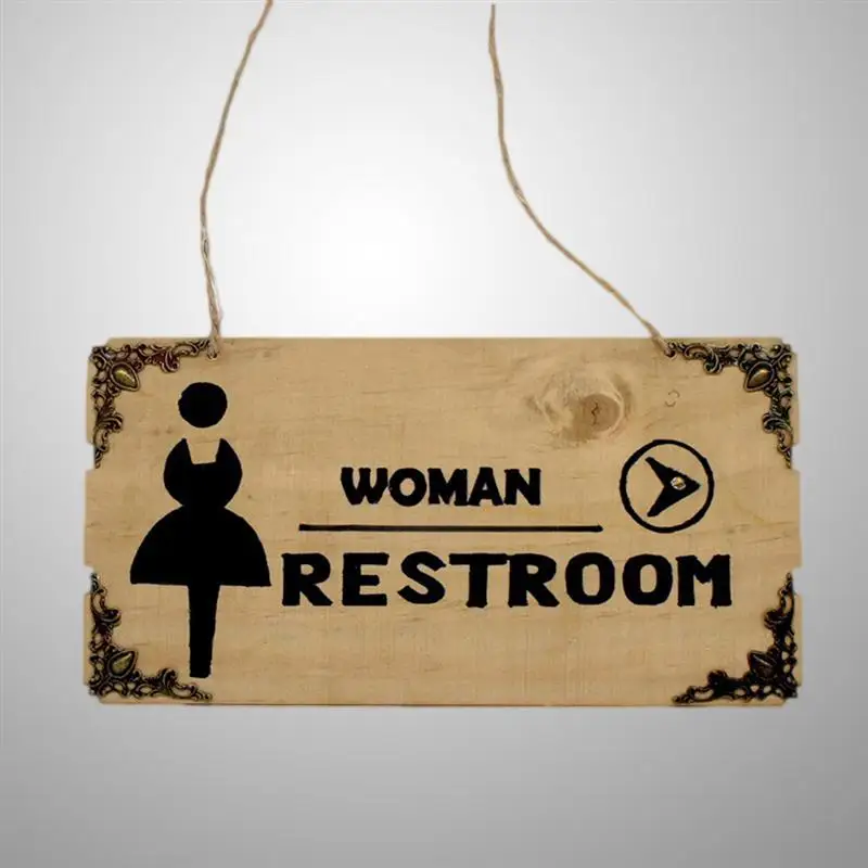 1pc Sign Tag Hanging WC Restroom Wooden Creative Plaque Board Decoration Directional Signs For Home Cafe Club Bar | Дом и сад