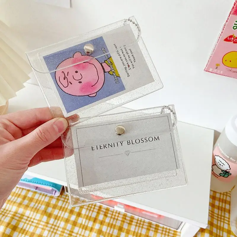 

File Storage Bag Transparent Document Hold Bags Portable Chain Zero Wallet Waterproof Snap Pack Folders Filing Bag Home Supplies