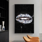 Доллор губы Искусство Холст Картина на стену черный плакат и принты настенное искусство декоративная картина для гостиной украшение дома