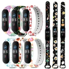 Ремешок для Xiaomi Mi band 5, 4, силиконовый браслет на запястье mi band 6, мягкий цветной ремешок с принтом, аксессуары для mi band 3