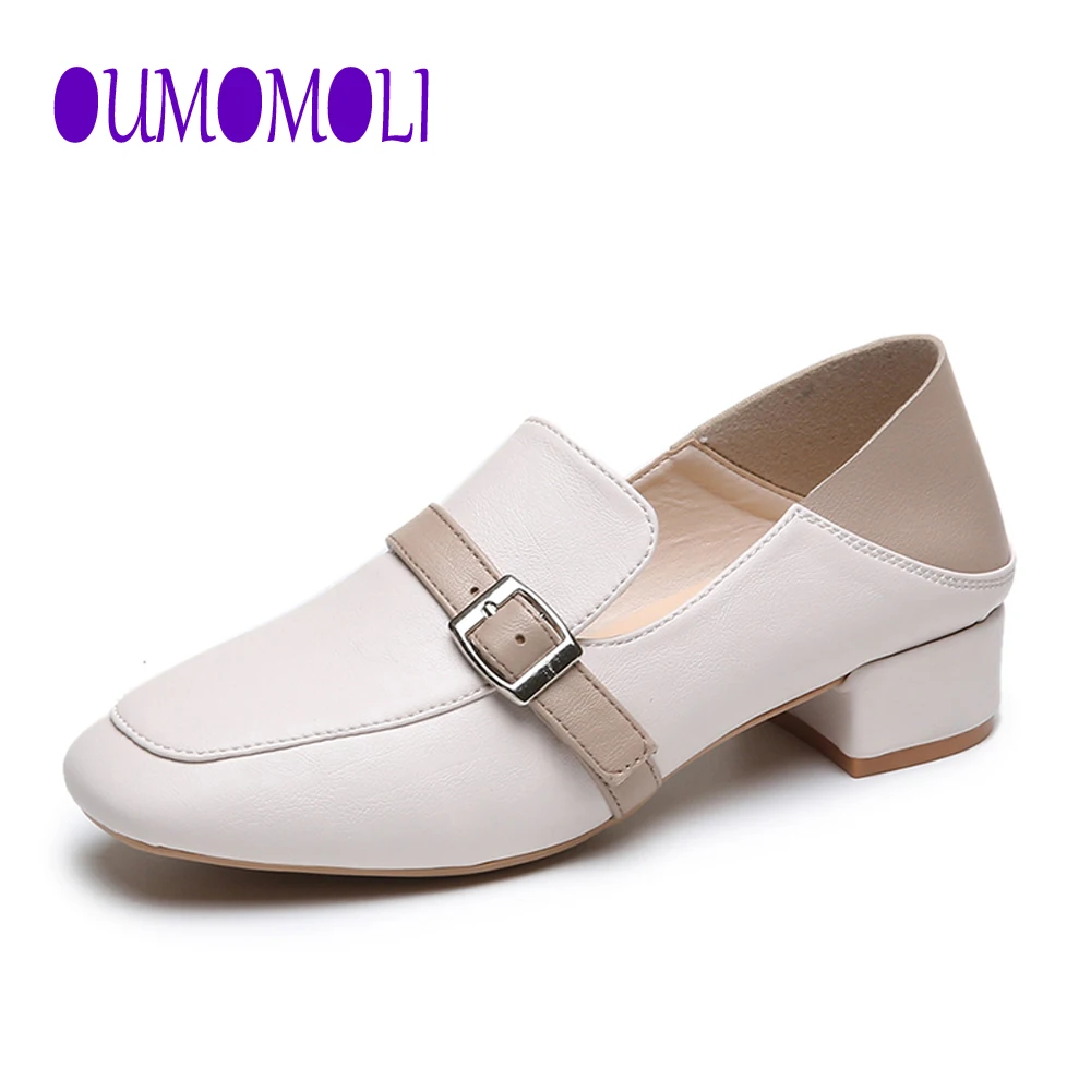 Женские лоферы из искусственной кожи с квадратным носком на высоком блочном