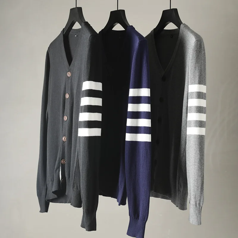 

New Knitted Sweater for Men High Quality Striped Clothes Men Cotton Casual Sweatershirt Spring Autumn Kintted Shirt Home Sweater