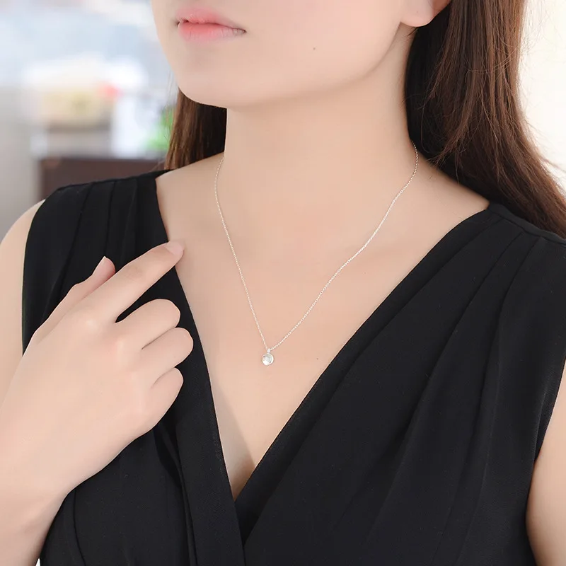 Геометрической формы 925 стерлингового серебра Круглый Lucky письмо Bean кулон