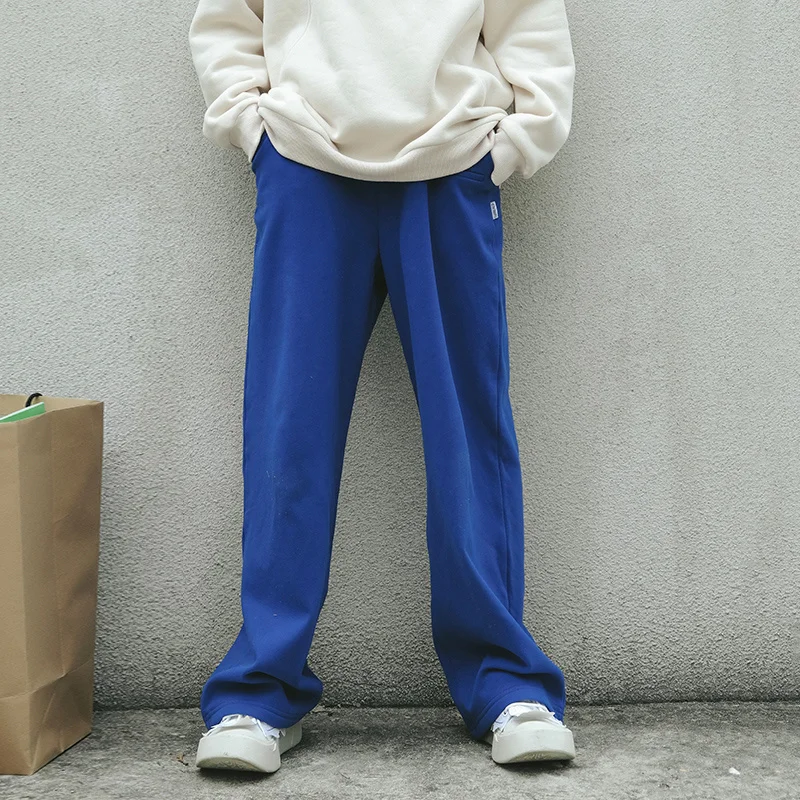 Синие повседневные женские брюки Klein зимние плюшевые утепленные прямые с