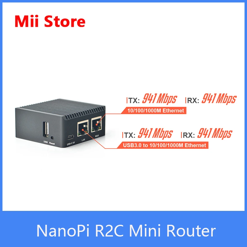 Мини-роутер FriendlyElec NanoPi R2C Rockchip RK3328 1 ГБ DDR4 ОЗУ двойной гигабитный Ethernet-порт с новым