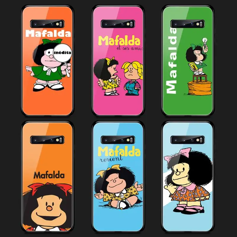 Мультяшный милый чехол для телефона Mafalda из закаленного стекла Samsung S20 Plus S7 S8 S9 S10E