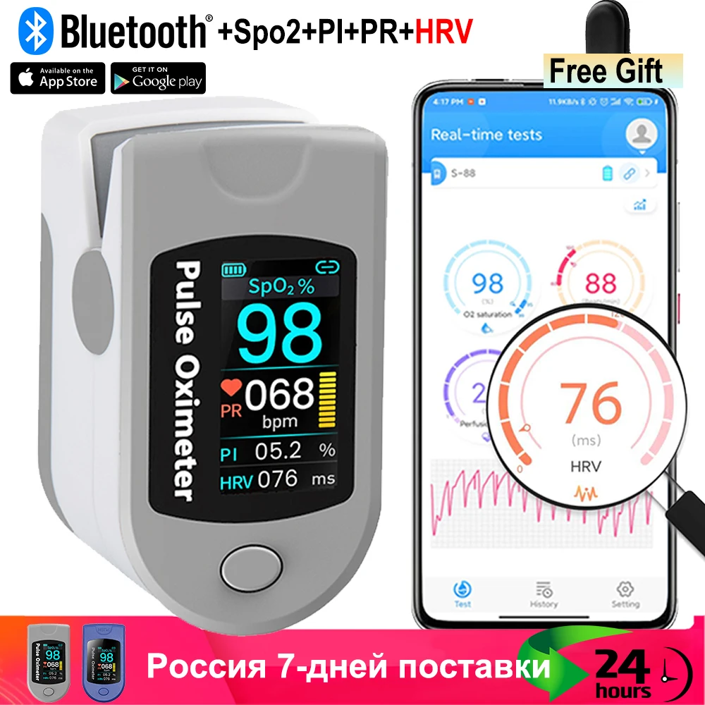 Пульсоксиметр Пальчиковый портативный измеритель пульса и уровня кислорода в