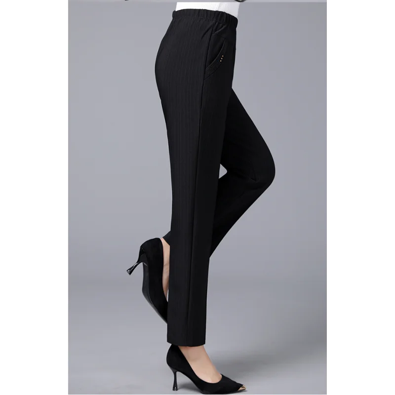 Женские брюки среднего и пожилого возраста на осень зиму с высокой эластичной