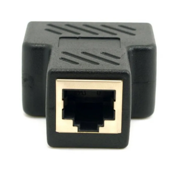 2Pcs Black 1 To 2 Ways Network LAN Ethernet Cable Female RJ45 Extender Splitter Adapter Connector Plug Tee Head | Компьютеры и офис