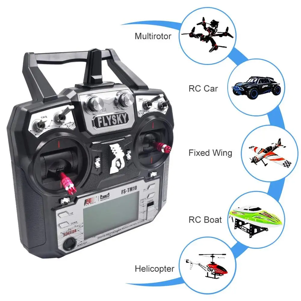 Контроллер передатчика Flysky TM10 FS 2 4G 10CH RC с приемником iA6B обновление i6X для