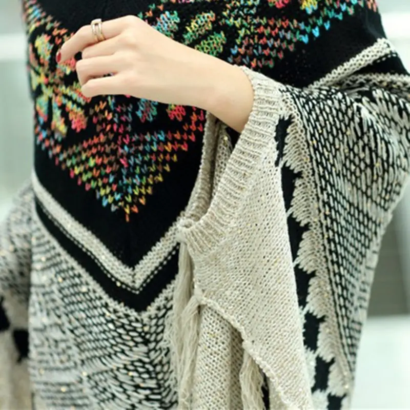 

2018 New Hot Sale Fashion Autumn Winter Women Oversized Wool Pullovers Sweaters Bat Sleeve Shawl Poncho Sw085