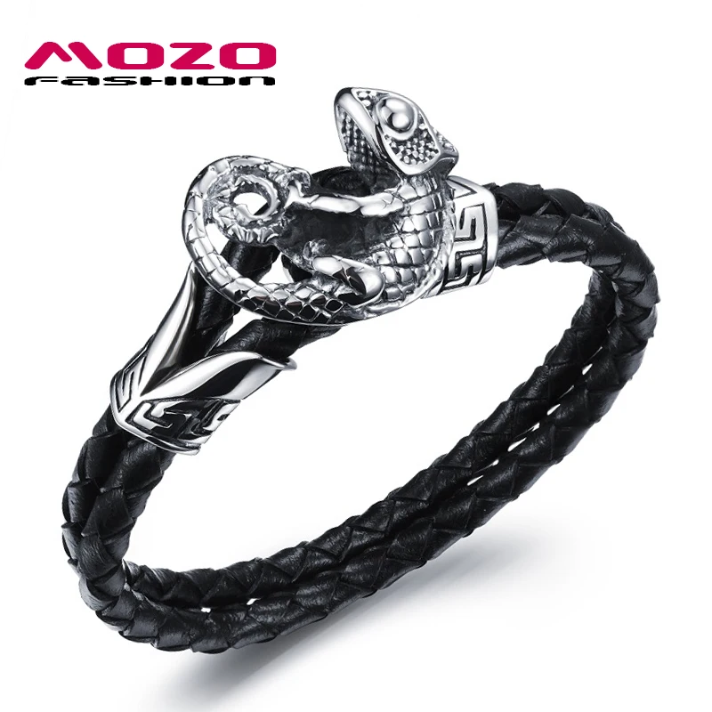 Модные мужские панк ювелирные изделия черные кожаные веревочные браслеты дизайн