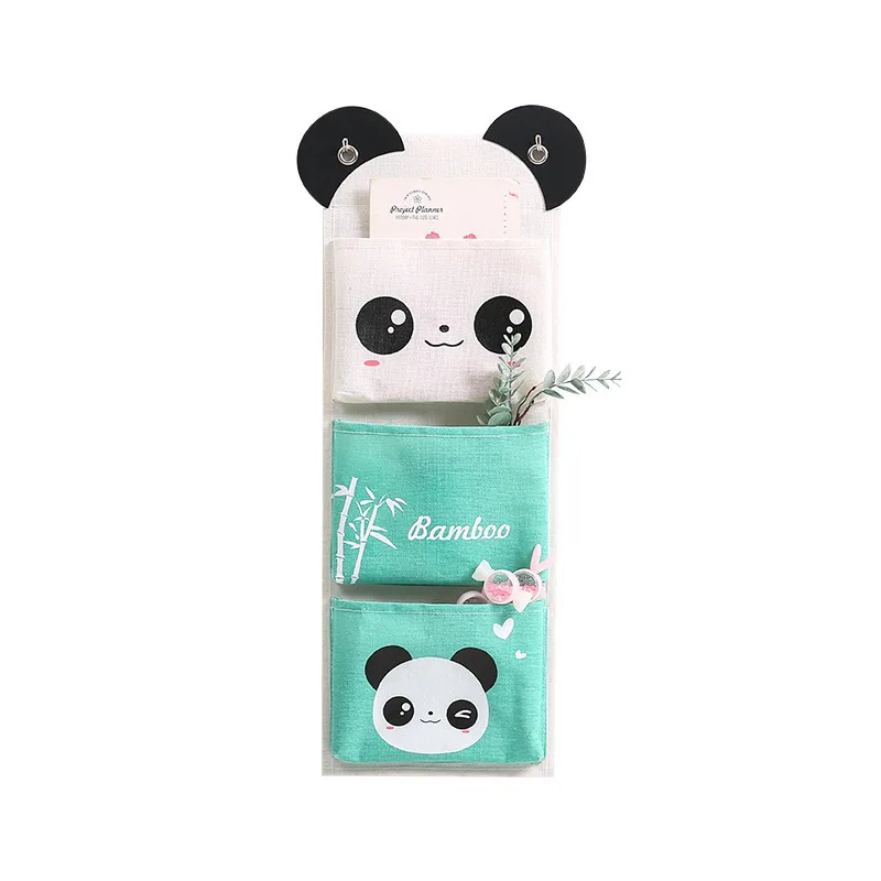 

Panda Pattern Wall Mounted Wardrobe Organizer Sundries Storage Bag Jewelry Hanging Wall Pouch Hang Cosmetics Toys Organizer