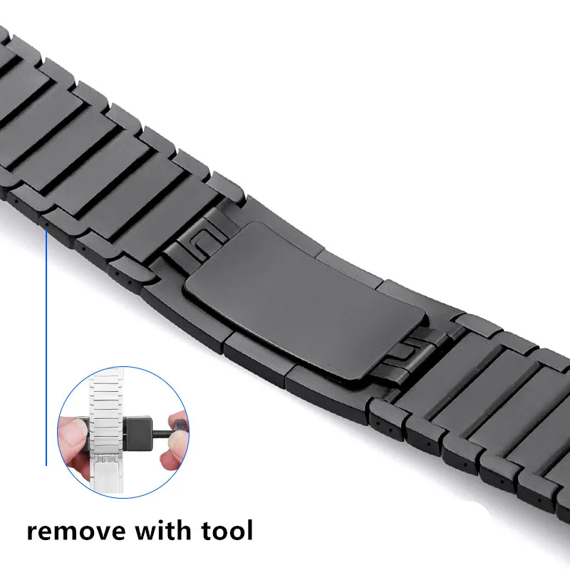 new black Ремешок Lerxiuer из нержавеющей стали для apple watch band apple watch 4 apple watch 4 0 мм 38 мм 42 мм 44 мм аксессуары для наручных часов - Цвет ремешка: new black