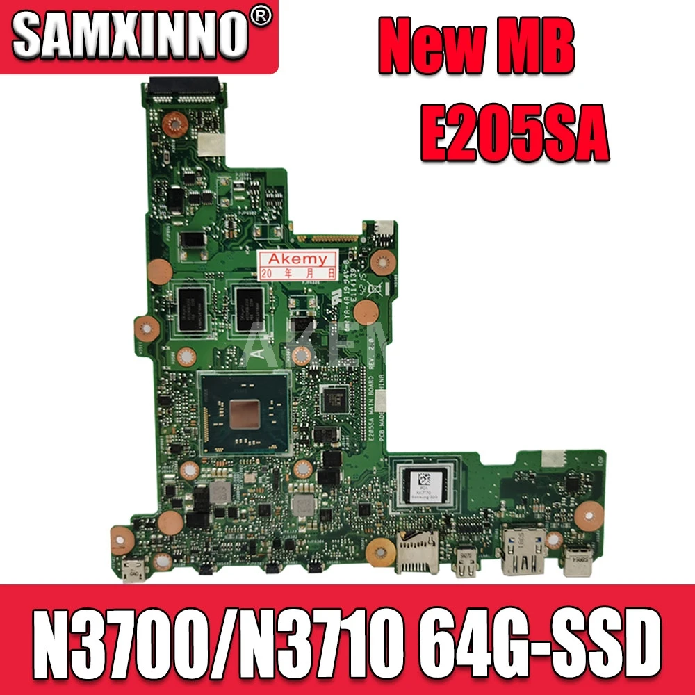 

Akemy E205SA Mainboard for asus Eeebook Flip E205S TP200S TP200SA 15bl-05u5 laptop motherboard N3700/N3710 64G-SSD