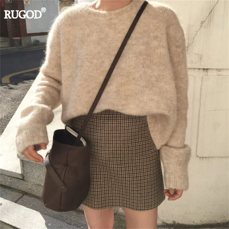 RUGOD женский кашемировый свитер толстый теплый мягкий вязаный пуловер 2019 осень