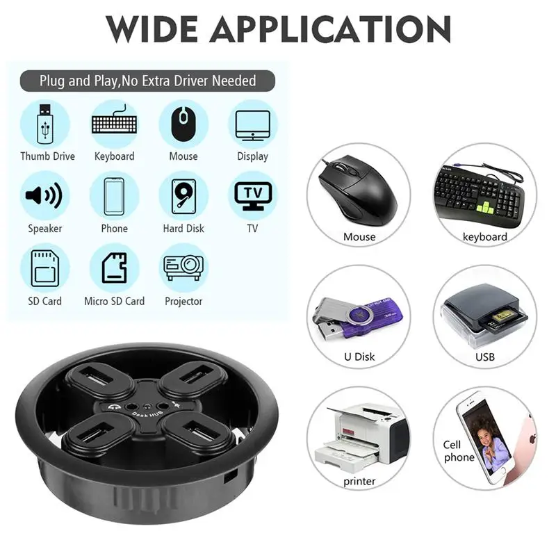 

USB Hub Dock Holder Data Docking Station Audio Output for Computer Laptop