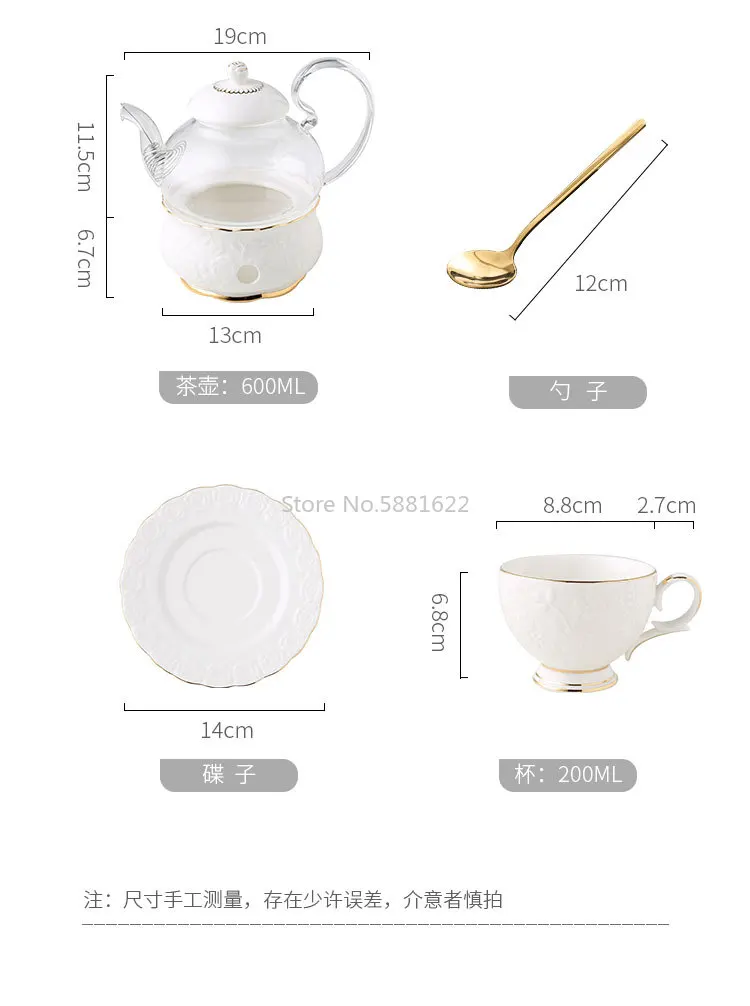 English Afternoon Tea Set Nordic Light Luxury Crown Ceramic Glass Pot Candle Teapot Fruit Flower Tea Pot Set images - 6