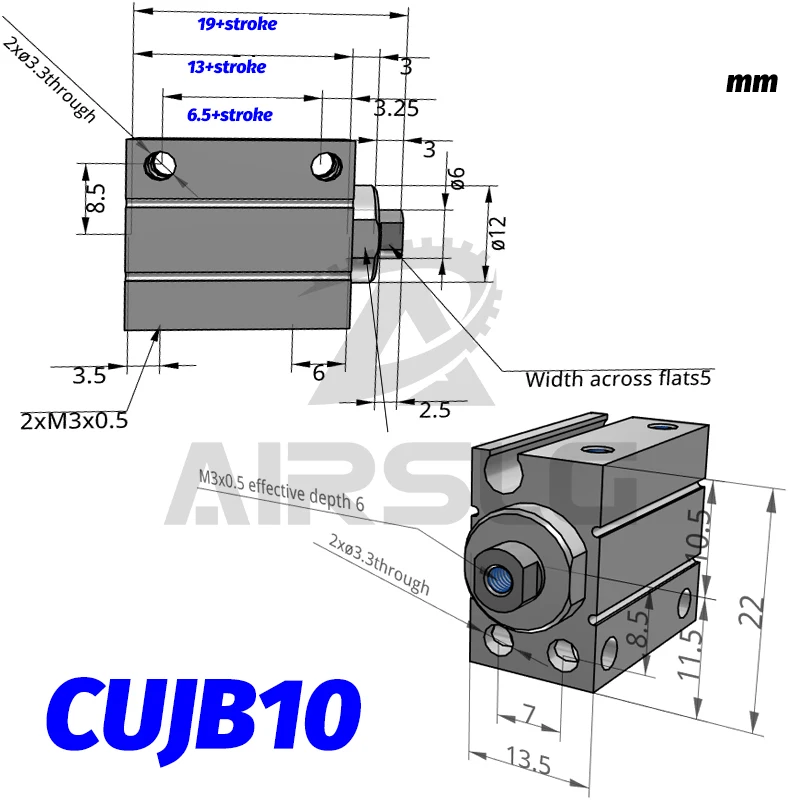 CUJB4 Мини крепление цилиндр CDUJB6 скважины 4 6 8 10 мм ход 4 6 8 10 15 20 25 30 двойного действия CDUJB8-10D CDUJB10-20D CUJB6-15 - Цвет: CUJB10