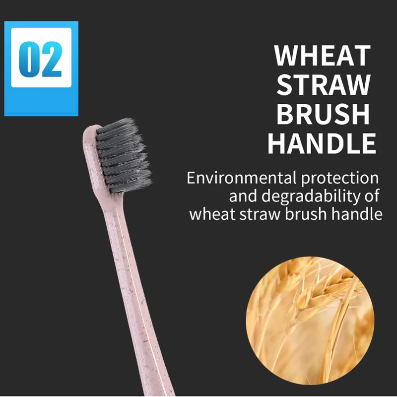 Набор из 10 шт. пшеничной соломы Зубная щётка взрослые зубные щетки с мягкой