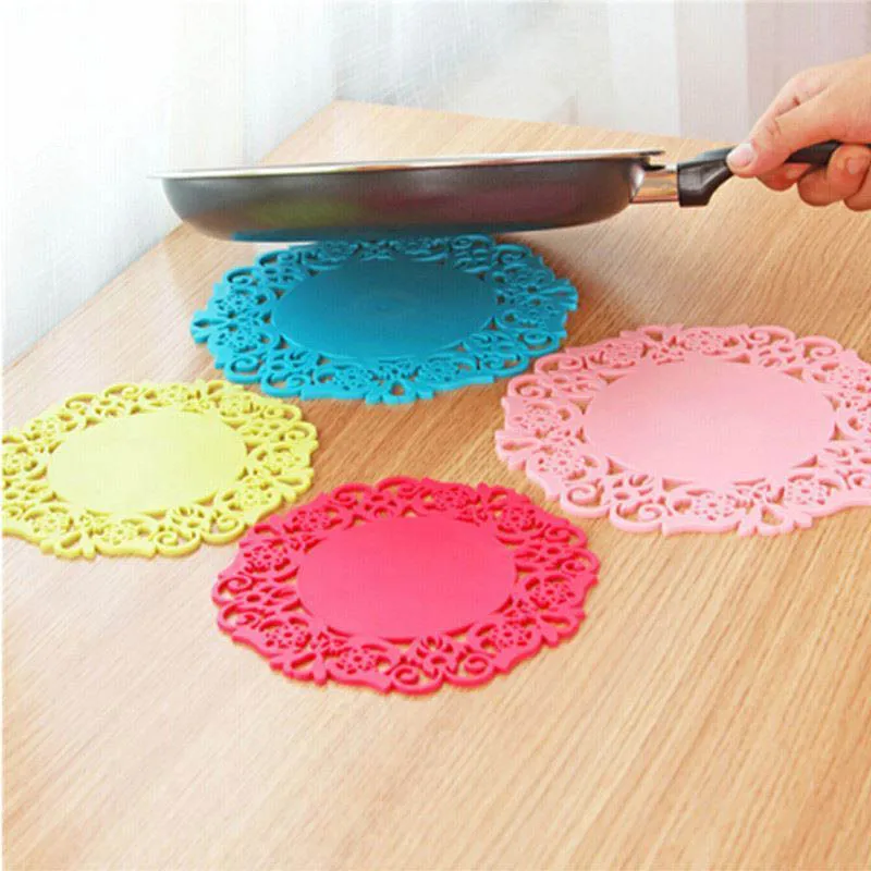 Кружевные круглые силиконовые настольные чашки TUE88 с цветочным дизайном | Дом и