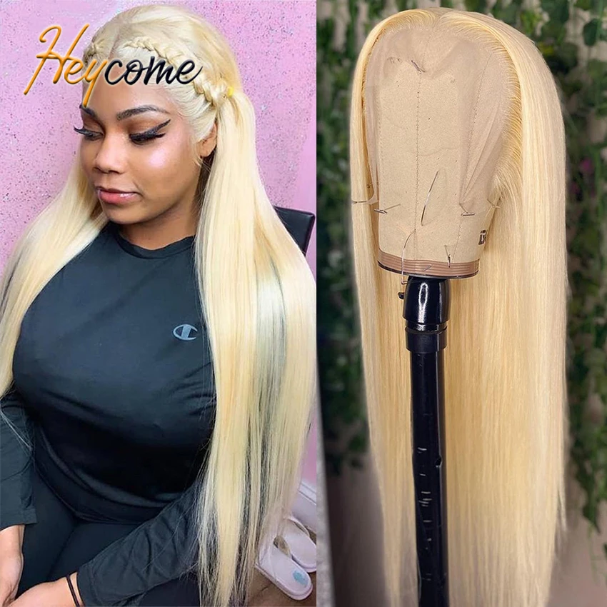 

Heycome 28 30 Inch Glueless 613 Blonde Straight Lace Front Human Hair Wigs Pre Plucked Brazilian 13x1 T Part Lace Wig For Women