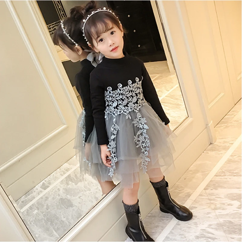 Весенне-Осенняя детская одежда с длинным рукавом для девочек школьное платье